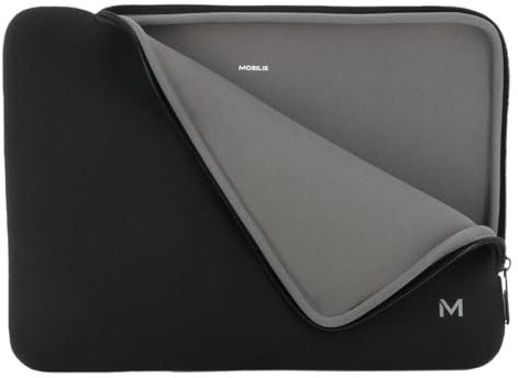 MOBILIS Housse en Néoprène pour Ordinateur Portable 12,5-14, Pochette Protection PC/Notebook/Ultrabook jusqu'à 14, Sac Compatible avec MacBook Air/Pro 13.3, Noir/Gris
