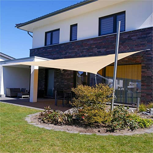 Toldoro Sonnensegel Komplettset Rechteck PES 2 Wandhalter / 2 Höhenverstellbare Edelstahlmasten Ø70x3mm 5x3m