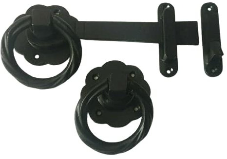 GATE Latch Ring Cast Iron Heavy Duty Twist Black Catch Garden Traditional