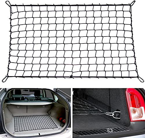 M MOTOS Auto Gepäcknetz Kofferraum Netztasche Schutznetz Elastisch Organizer Netz Aufbewahrungsnetz Elastisches Nylon Schwarz Gepäckaufbewahrungsnetz (45x105mm)