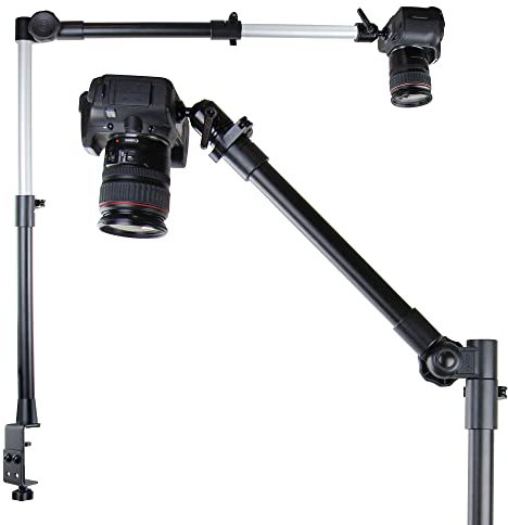 iBolt Stream-Cast Overhead Camera Rig Desk Mount for DSLR Cameras- with a Multi-Angle Telescoping Arm and ¼ 20” Camera Screw Attachment- for Top Down and Front Facing Photography