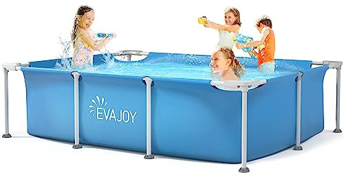 EVAJOY 85in x 23in x 59in Metal Frame Swimming Pool, Outdoor Rectangular Above Ground Pool with Steel Frame, Heavy-Duty PVC, Easy Assembly for Backyard, Garden, Lawn