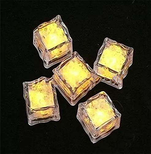 POCKETMAN Beleuchtete Eiswürfel 12 Stück für Getränke Mehrfarbige LED-Eiswürfel für Eiswürfellicht für Weihnachtsfeier, Hochzeit, Club, Bar, Champagnerturm-Dekoration (Gelb)