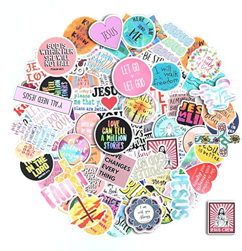Yezmo 100pcs Jesus Christian Stickers Bible Stickers Christian Planner Religious Spiritual Stickers Vinyl Waterproof Stickers for Water Bottle Car Skateboard Laptop Luggage