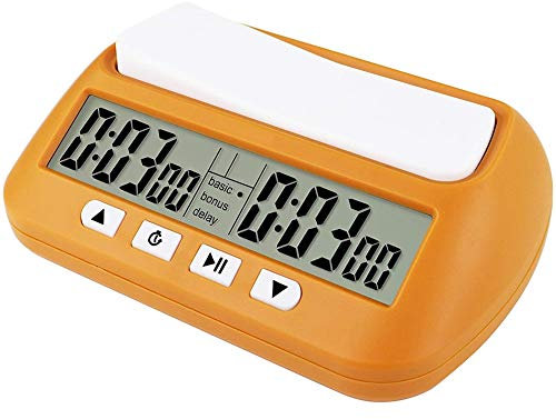 Reloj de ajedrez, temporizador digital de ajedrez y temporizador de , reloj portátil multiusos 3 en 1, amarillo