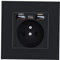 Sharplace Prise Murale, Prise Electrique Murale avec Double USB 5V/2100mA, Prise Encastrable Noire avec 2 Ports de USB Pratique et Manialble