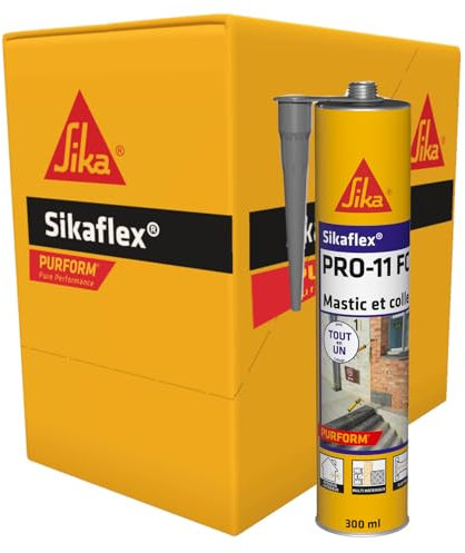 SIKA - Mastic-colle multi-usages - Sikaflex PRO 11 FC Purform, Gris - Mastic polyuréthane PU tout en 1 - Mastic multi-matériaux - Mastic étanche intérieur et extérieur - Carton de 12 cartouches 300 ml