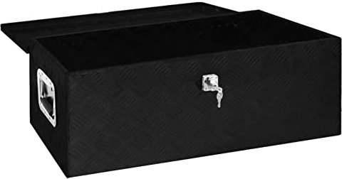 Tidyard Caja de Herramientas Caja Herramientas Aluminio Maletin Metalico Caja de Aluminio Caja De Herramientas De Aluminio Cofre Estriado Caja de almacenaje de Aluminio Negro 80x39x30 cm