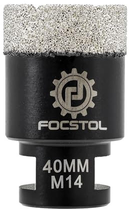 FOCSTOL Punte per Trapano Diamantate - 40mm Sega a Tazza Diamantata per Porcellana Ceramica Piastrella Marmo Granito Quarzo M14 Filettatura