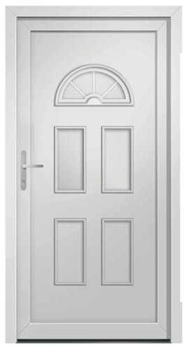 vidaXL Porta Ingresso Bianca 98x198 cm in PVC, porta, porta di ingresso, porta d'ingresso in PVC, porta entrata, porta in PVC, porte, porte in PVC