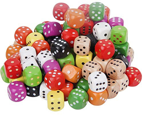 XineYuor 40 Stücke Holzwürfel,Würfel Bunt,Holz Würfel mit Runden Ecken Farben Würfel Set Spielwürfel für Tenzi Würfelspiele Tischspiele(16mm)