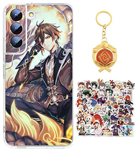 Staremeplz Genshin Impact Hülle für Samsung Galaxy A23 5G Anime Spiel Zhongli Handyhülle [Mit Schlüsselbund und 50pcs Aufkleber] Cartoons Transparent Silikon Case Hülle für Samsung Galaxy A23 5G