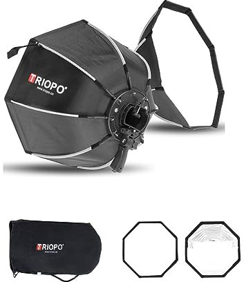 Triopo Softbox 21.6in/55cm Octagon Umbrella Fotografía Softbox para Godox V860II V860III V850II V850III TT600 TT685 TT685II YN560 III IV JY-680A, etc Flash Speedlite Soft Boxes (KS2-55)