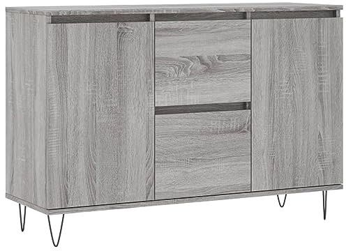 vidaXL Sideboard, Kommode mit viel Stauraum, Highboard Wohnzimmerschrank mit Eisenbeinen, Schrank Anrichte Beistellschrank, Grau Sonoma Holzwerkstoff