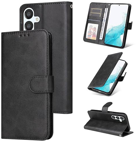 E-Lush Handyhülle für Samsung Galaxy A54 5G Hülle Leder PU, Magnet Klapphülle für Samsung Galaxy A54 Hülle Flip Wallet Kartenfach 360 Stoßfeste Schutzhülle für Samsung A54 5G Hülle Ständer, Schwarz