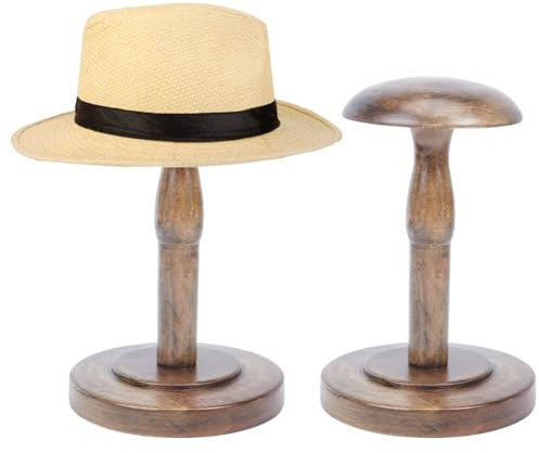 GOMAKERER Portacappelli Da Tavolo in Legno Vintage Marrone, Porta Parrucche e Organizzatore per La Casa
