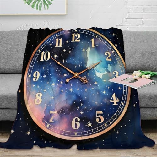 Mitternachtsuhr Kuscheldecke Flauschige Personalisierte Decke Geschenke, Super Weiche Schlaf Decke Flanell 60x80inch(150x200cm)