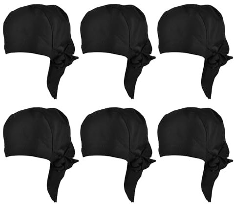 Sporgo Juego de 6 gorros de cocinero: gorro de cocinero para mujer y hombre, bandana ajustable, gorro de trabajo, gorro de cocinero negro, gorro de cocinero para restaurantes, hoteles, escuelas,