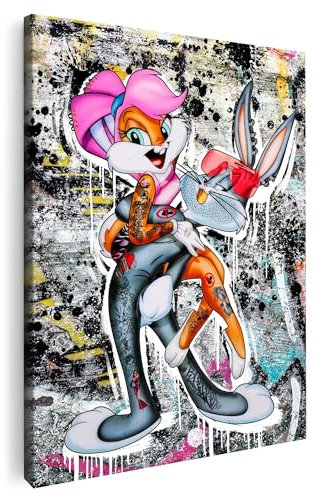 Artmazing | Bugs Bunny Bild bunt | Bild Bugs Bunny | S-Art Bilder | Bugs Bunny Bilder Modern | Coole Wandbilder Wohnzimmer | Wandbild Bugs Bunny Deko XXL | Bild Leinwand XXL | Bugs Bunny Bilder Wand