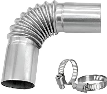 JNNJ Tubo Estufa Codo Acero Inoxidable, 90 Grados Extensión Chimenea Intercambio Tubo Adaptador, Tubo Escape Acero Inoxidable Calefacción 24MM, con 2 Clips, para Acampar Aire Libre Estufa Leña