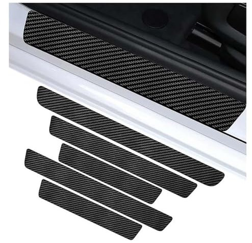 5 Stück Auto Einstiegsleisten Schutz, für VW Amarok II Pick-up 2022-2024 Anti Scratch Türschweller Schutz Leisten Auto Zubehör Kohlefaser