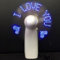 Ventilateur avec affichage LED, horloge portable I Love You, lumière RVB flexible, mini ventilateurs pour PC, ordinateur portable, ordinateurs de bureau (bleu)