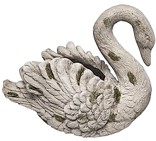 Divas World Pot de fleurs en forme de cygne de style vintage élégant en résine et ciment pour décoration de jardin intérieure et extérieure