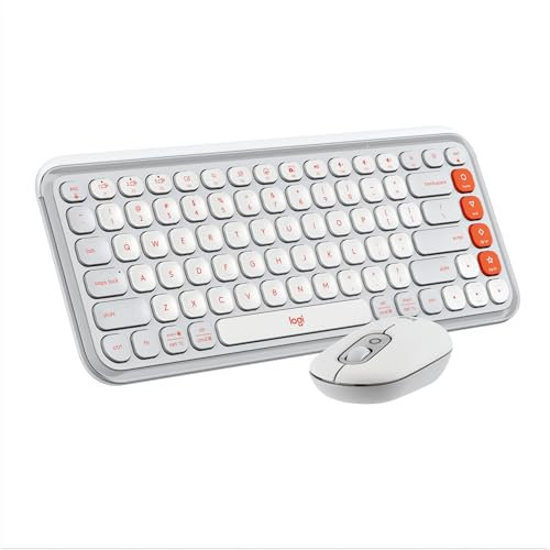 Logitech POP ICON COMBO, Bluetooth keyboard and mouse combo, comfortable typing, programmable keys and buttons, quiet clicks, Easy-Switch up to 3 devices - Off-white