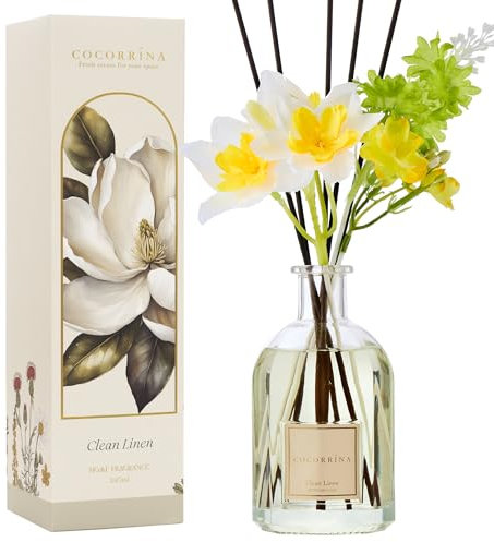 COCORRÍNA Raumduft-Diffusor mit 8 Stäbchen, Schilfrohr-Diffusor für Zuhause, Badezimmer, Regal, Dekoration, 250 ml (Botanical Flower Collection)