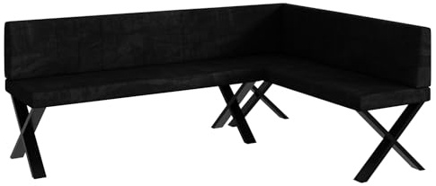 MEBLINI Eckbank für Esszimmer - Küchenbank - Essecke - Sitzecke Küche - Peter - X-Beine 142x196x87cm Rechts - Graphit Samt