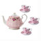 Service à thé pour Adultes en Porcelaine Anglaise - Tasses à café et soucoupes - Service à thé Bleu et Blanc avec théière pour Le thé de l'après-midi, Bleu