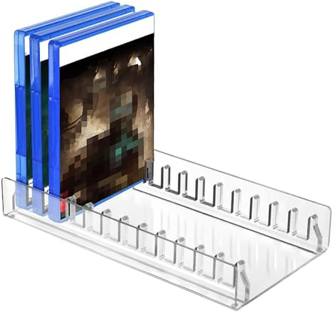 Generic Acryl-Aufbewahrungsregal für PS5 Pro, transparent, 27,5 x 16 x 5,5 cm, für 12 Discs, organisiert Gaming-Setup, Heimdekoration