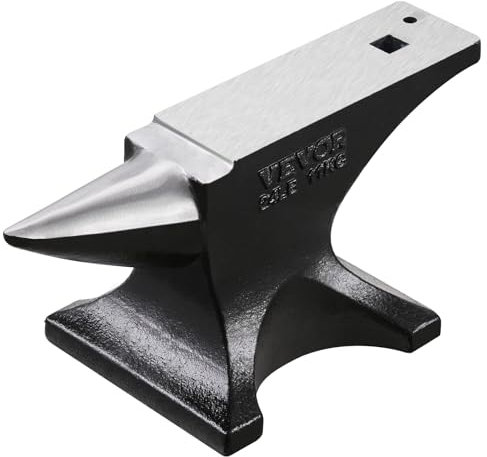 VEVOR Single Horn Anvil, 25lbs Cast Steel Anvil, High Hardness Rugged Round Horn Anvil for Blacksmiths, with Stable Base, Metal Working Tool for Metal Bending, Shaping, Twisting, Craft Projects