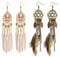 Baumeln Sie Ohrring,Feder Ohrringe,Ohrringe für Frauen Faux Feder,Retro Ohrring, Earrings Elegante Ohrhänger Fransen Feder Lange Boho