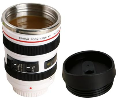 13.5oz Camera Lens Coffee Mug, Stainless Steel Coffee Mugs with Sealed Lids, Camera Lens Mug Novelty Travel Coffee Cup for Men Women Photography Lovers Presents