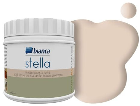 Bianca Stella Peinture de Meuble Premium pour Cuisine & SdB, Beige sable, 500ml, Peinture Meubles de Cuisine à Base d'Eau, Toutes Surfaces, Peinture Bois, Peinture Carrelage, Peinture Métal
