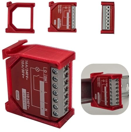 Hutschienenhalter passend für Shelly 1PM GEN4 Din Rail Adapter (Rot)