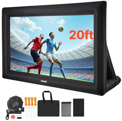 VEVOR Schermo Cinematografico Gonfiabile 5130 x 1850 x 3300 mm Schermo Gonfiabile per Proiezione Lavabile in 600D con Borsa Portatile, Proiettore Cinematografico 16:9, per Esterni, Feste a Tema