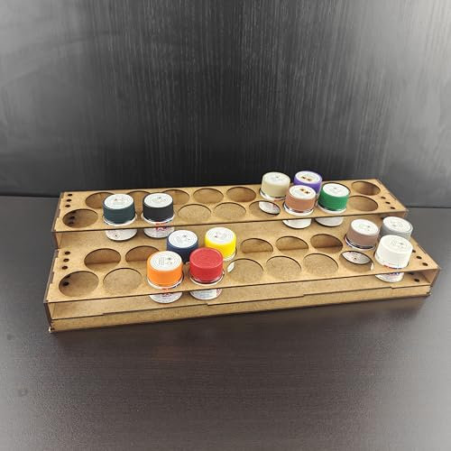 Paint Stand for 36x glass jars of paint and drawers for Tamiya acrylic. Paint rack storage by Wargame-Model-Mods