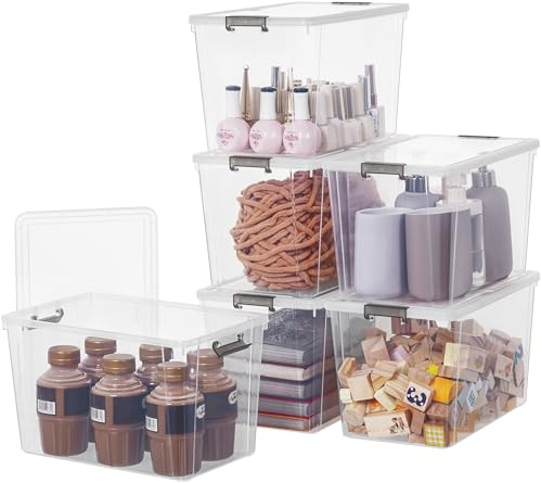 Citylife 6Packs 6.5L Plastic Storage Boxes with Lids, Clear Stackable Storage Box with Handle, Collection Boxes for Organizing Toys, Snacks, Tools, 30.10×18.50×18.20 cm