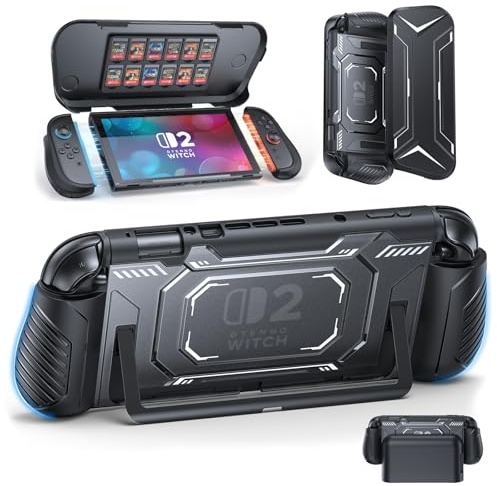 FASTSNAIL Coque pour Nintendo Switch 2 pour Joy Con 2,Étui avec Couvercle Avant pour Manette Switch 2, Étui De Protection Amovible pour Joy-Con 2, Peut Contenir Jusqu'à 12 Cartes De Jeu