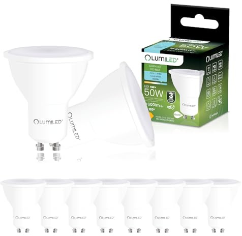 Lumiled LED GU10 PAR16 6W ersetzt 50W 600lm 6500K Kaltweiß 120° Nicht Dimmbar 10er Pack Energiespar Leuchtmittel Reflektor Spot für Küche Wohnzimmer Büro Flur