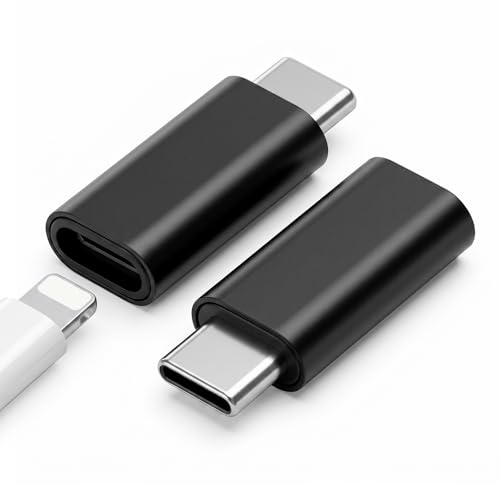 leizhan Adapter for Lightning Female to USB Type C [2 Pack] | 27W Fast Charging, 480Mbps Data Transfer, Aluminium Alloy, Converter for Phone/ Pad (Not for Audio/OTG) - Black