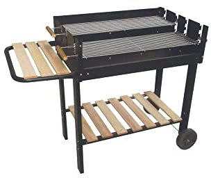 Lapillo CDF00065 Barbecue a Carbone, Doppia Griglia, Rettangolare, Nero