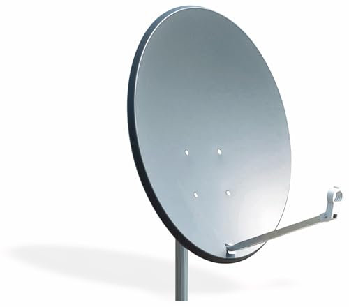 OPTICUM QA60 Satellitenschüssel 60 cm anthrazit inkl. 2 Mastschnallen für Antennenmast - 4K HD & 3D fähige Sat Schüssel - Witterungsbeständige Sat-Antenne aus Stahl - Sat-Spiegel 80 cm