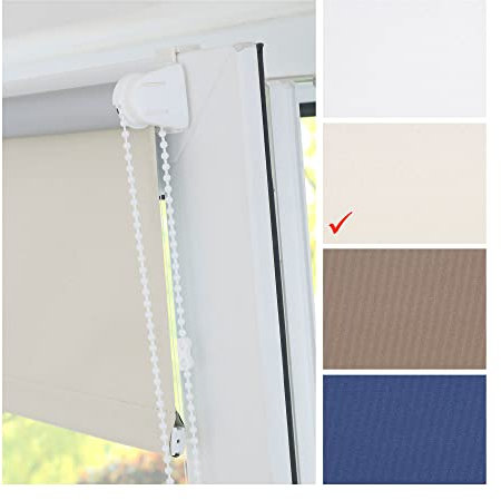 Liedeco® Rollo Klemmfix Thermobeschichtet - 120 x 150 cm creme (Breite x Höhe) / lichtundurchlässig verspannt blickdicht verdunkelnd und stufenlos verstellbar / leichte Innen-Montage ohne Bohren mit Klemmträger / 123 montiert / Klemmfix-Rollo farbig zum Klemmen fürs Fenster in vielen Farben und Größen / Klemmfix Rollo als Sonnenschutz Sichtschutz Blendschutz und Fensterdekoration innen / Rollos Falt-Plissee Jalousien Zubehör von Liedeco