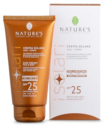 Nature's iSolari Sonnencreme SPF 25, Gesichts- und Körperschutz, feuchtigkeitsspendende und pflegende Creme, wasserfest, 150 ml