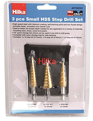 Hilka outils 49706503 HSS Foret étagé, Doré, petite