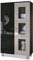 Vladon Vitrina Denjo, Cristalera con 2 Puertas y 3 Estantes de Cristal, Negro Mate/Negro de Alto Brillo/Gris Arena de Alto Brillo (71 x 129 x 35 cm)