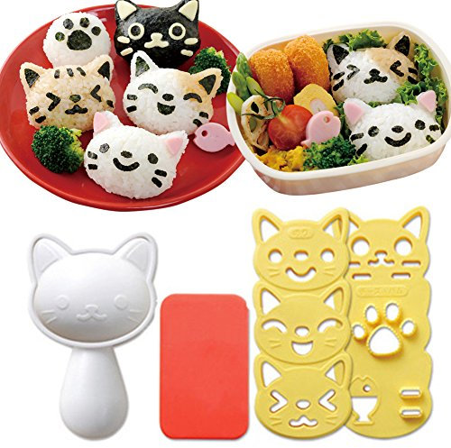 Fellibay Reiskugelform-Set Katze schöne Reiskugelform Sushi-Form Muster Sushi Küche Reisform Sandwich DIY Küchenwerkzeuge